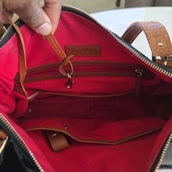 VTG Dooney & Bourke Satchel Handbag Patent Leather Black Nina Large Y2k - Picture 13 of 14